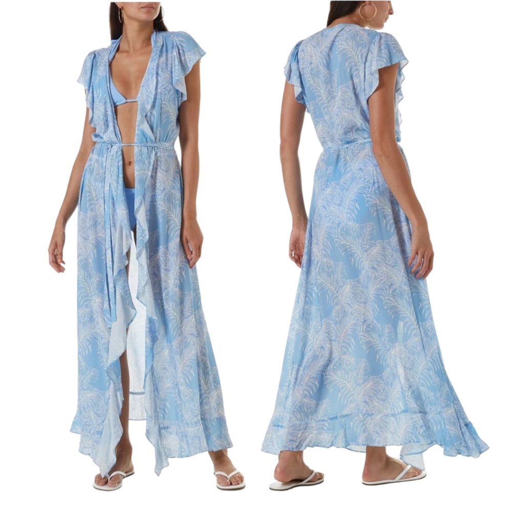 NWT Melissa Odabash Brianna Tropical Blue Long Dress $343.00 Medium